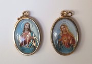 Médaille du scapulaire : Sacré Coeur de Jésus -recto / Coeur Sacré de Marie - verso